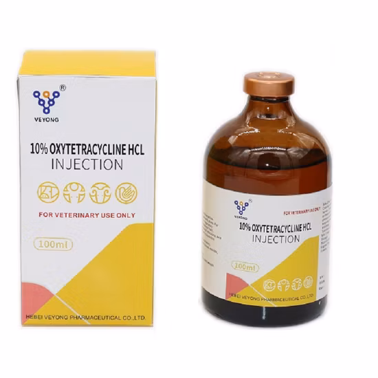 Vente en gros de 10 % d'oxytétracycline injectable de 100 ml par flacon de médecine vétérinaire distribuée au Maroc